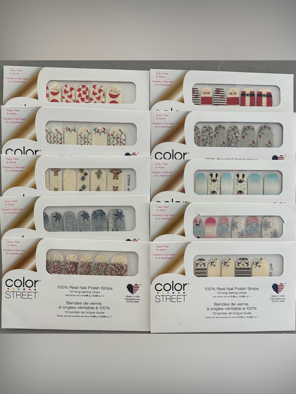lot of 10 Color Street Nails Christmas / holiday NIP - santa snowflakes + more!
